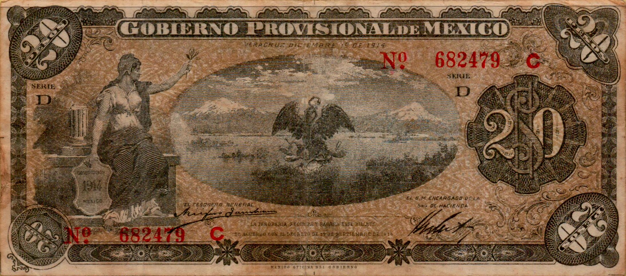 Mexico (Revolutionary) 20 1914 XF+ PS-1110/b